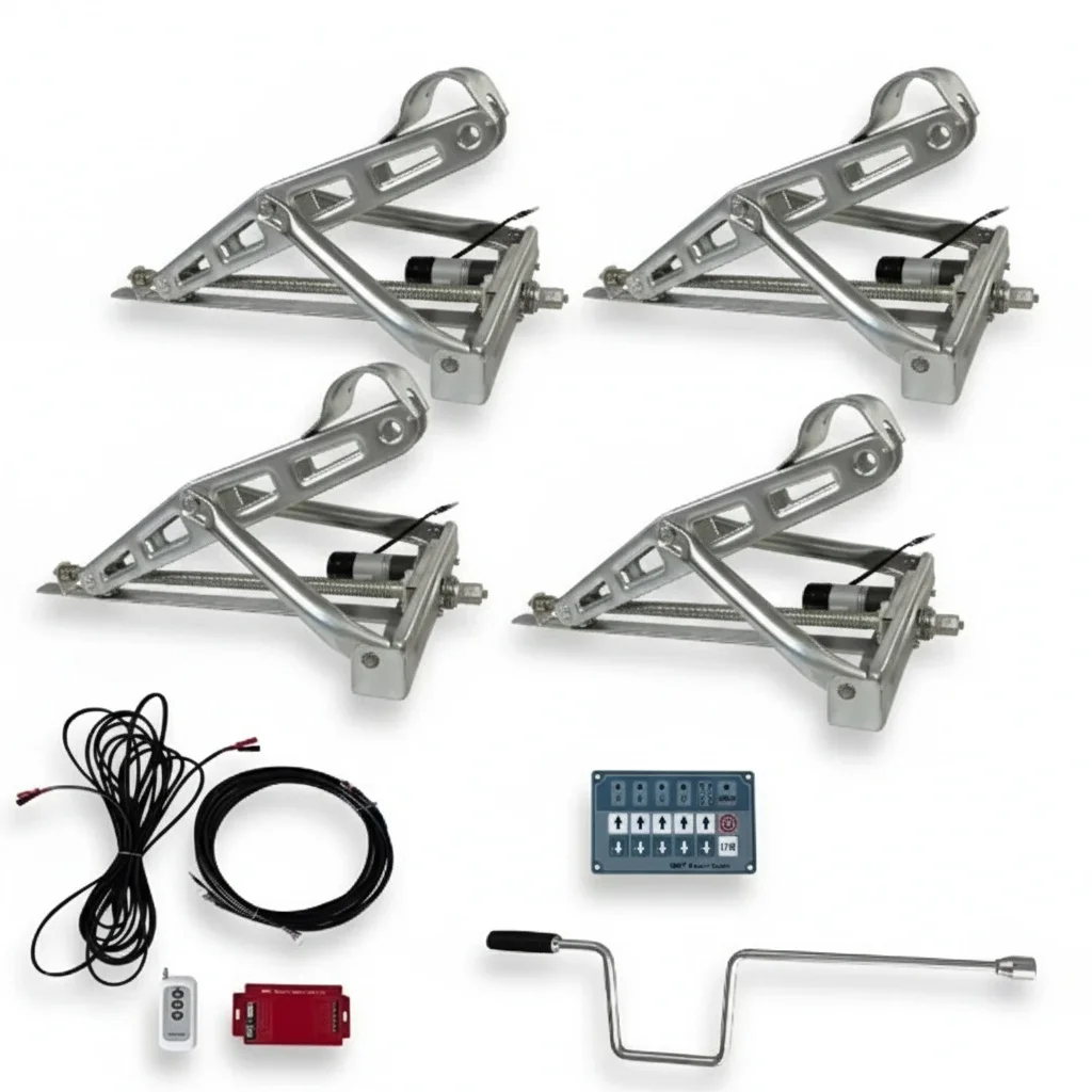 

12V Electric Stabilizer Jack, 675 x 280mm Zinc Steel C-Style Jack Stand for RV and Caravan Trailers, Heavy Duty Power Drive