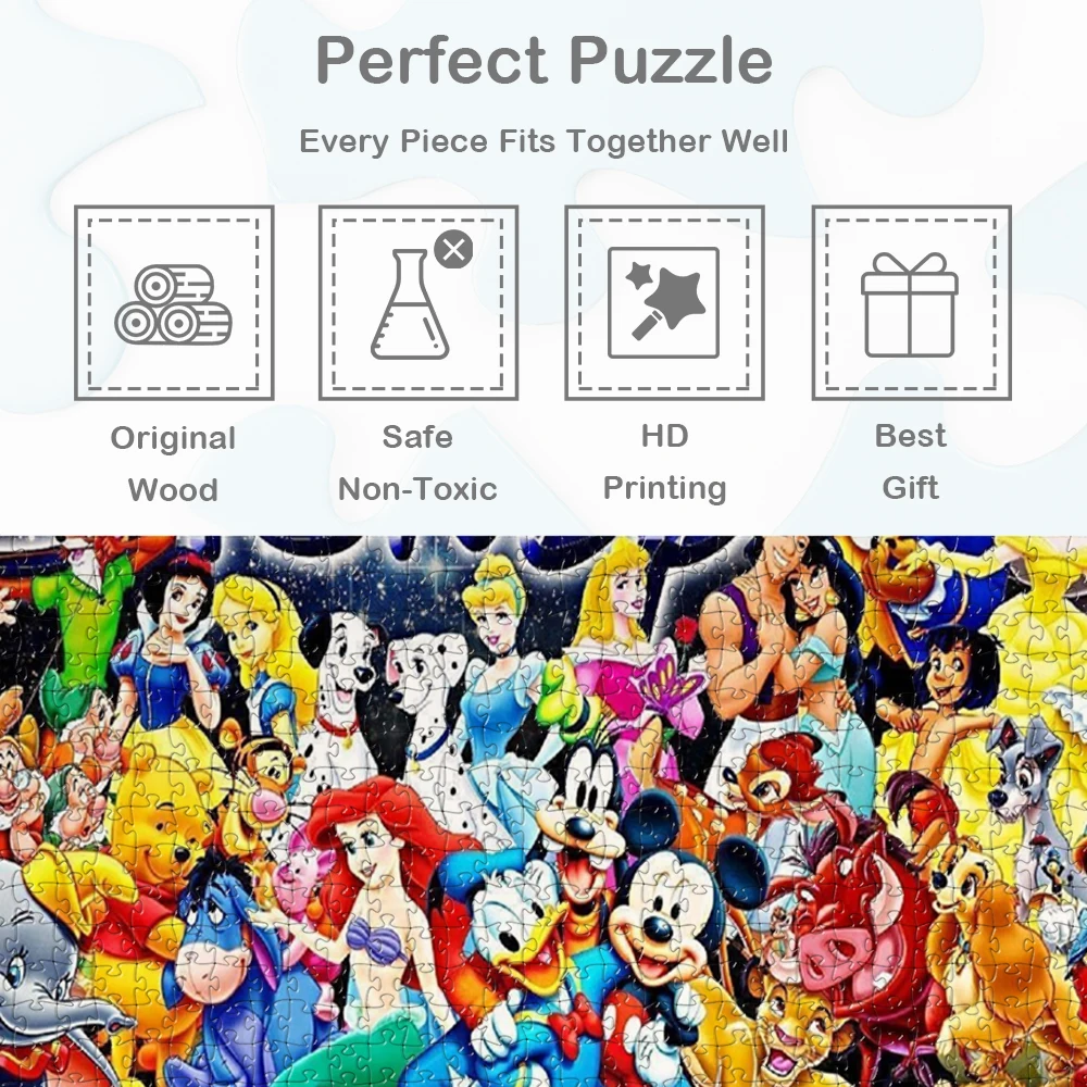 Personajes de Disney, rompecabezas de diseño único, cielo nocturno lleno de estrellas, juegos y rompecabezas, juguetes educativos clásicos de la serie de dibujos animados de Disney