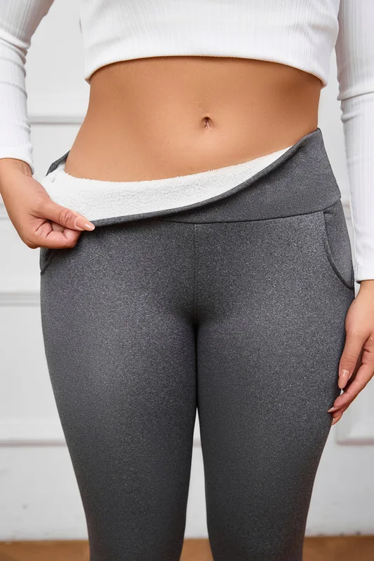Women High Waisted Warm Leggings with Pockets Thermal Winter Tights Tummy Control Butt Liftting Leggings Fashion Casual Leggings