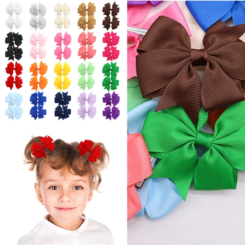 

10pcs Sweet Bow Duckbill Clips Solid Bows Kids Hair Side Clips Baby Girls Ribbon Bowknot Hairpins Barrettes Accessories Gifts