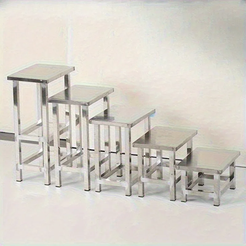 Stainless steel square stool, clean room shoe changing stool, thickened restaurant cafeteria stool image 2