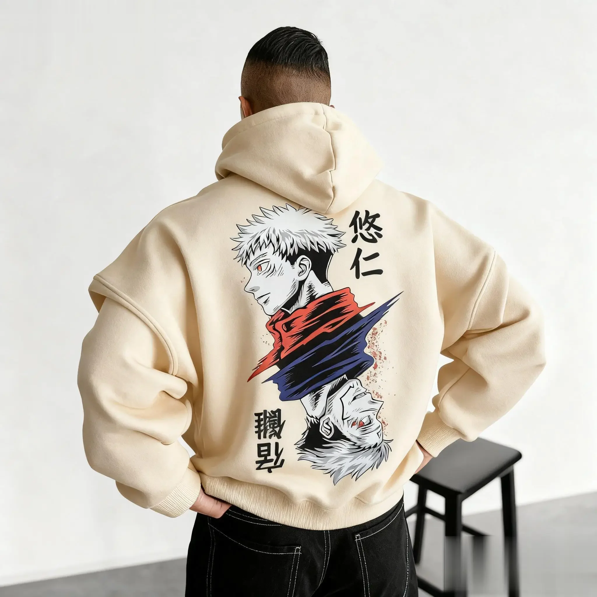 Herbst-Winter Jiu-Jitsu-Wettkampf Anime-Print Hoodie für Herren - Harajuku Y2K Bequemer und Locker Sitzender Sportlicher Pullover – Detail 5