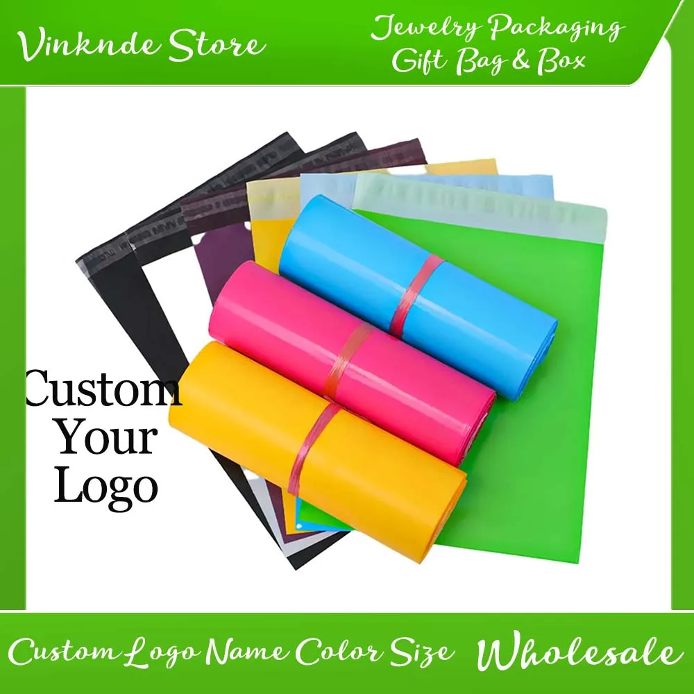 

100Pcs Personalized Logo Imprint Peel-and-Stick Courier Sacks Rapid Mailing Envelopes Transport Packaging Sellers Garment Shoes