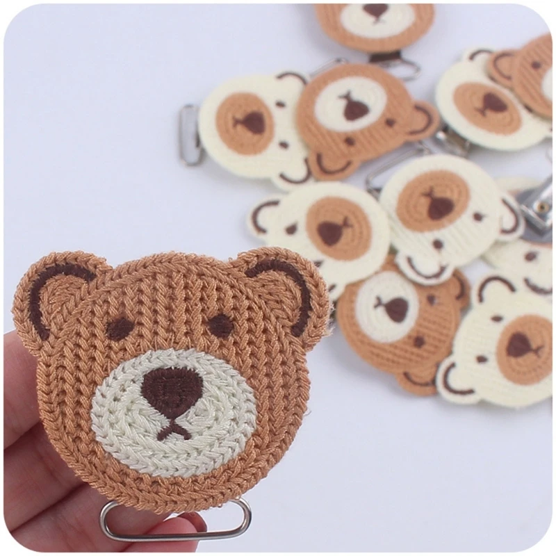 Bear Pacifier Clips Crochet DIY Baby Pacifier Clips Grasping Teething Toy Suspender Clips for Boys and Girls