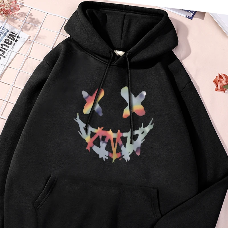 A Horrible Smile Printing Hoodies Men'S Harajuku Fleece Soft Hoodie Fashion Warm Autumn Hoody Fashion Casual Pocket Sportswear