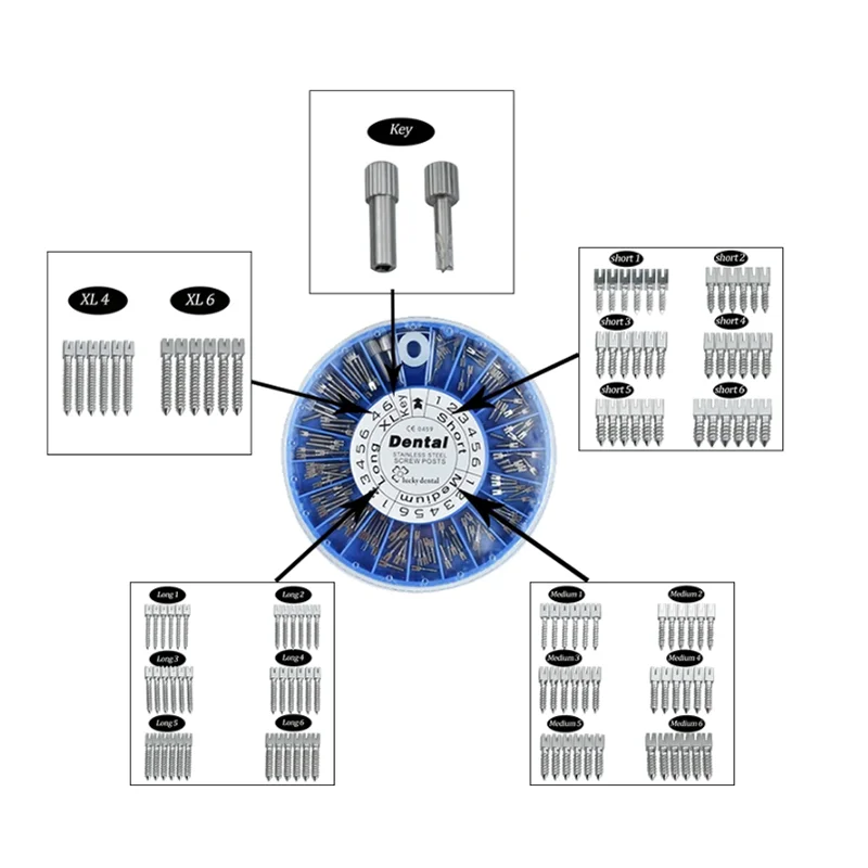 

120pcs Dental Endodontic Conical Screw Post Endo Root Canal Pins Pure Titanium Material