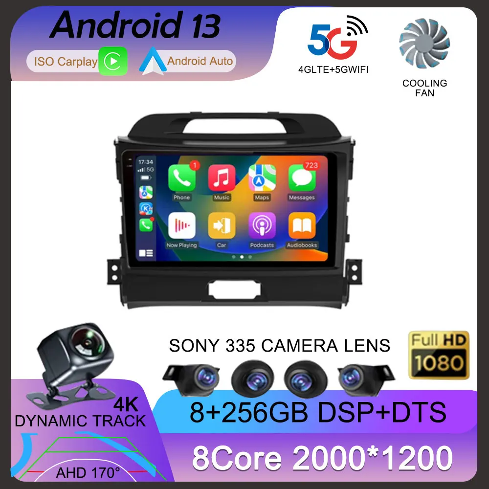 

Android 13 Wireless CarPlay Android Auto Radio for KIA Sportage 3 2010-2016 2015 4G Car Multimedia GPS 2din autoradio