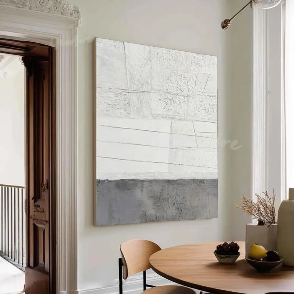 Modern Abstract Oil Painting Handmade Minimalist cement gray Knife Wall Art Mural Canvas for Living Room Home Decor Picture Gift