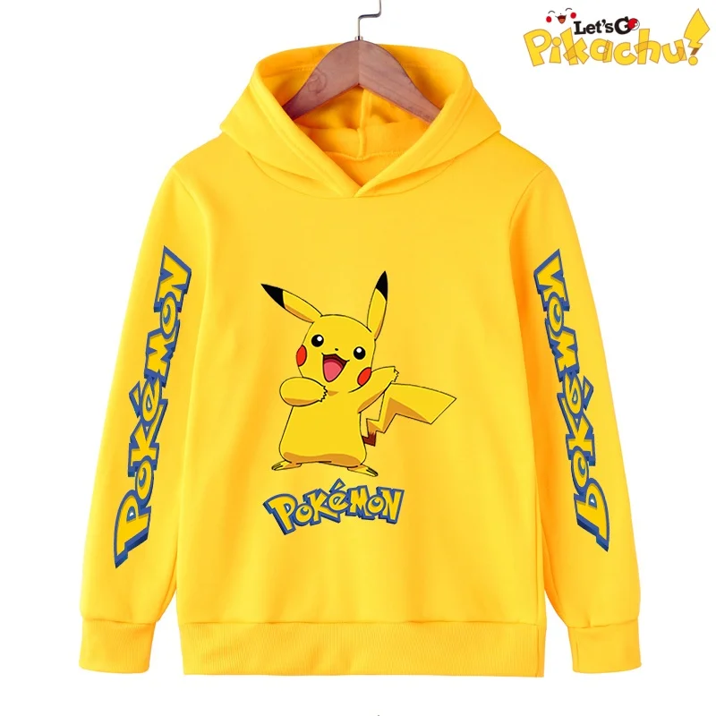 

2026 Kawaii Pokemon Hoodie Kids Clothes Girls Clothing Fashion Baby Boys Clothes Autumn Warm Pikachu Sweatshirt Children Tops