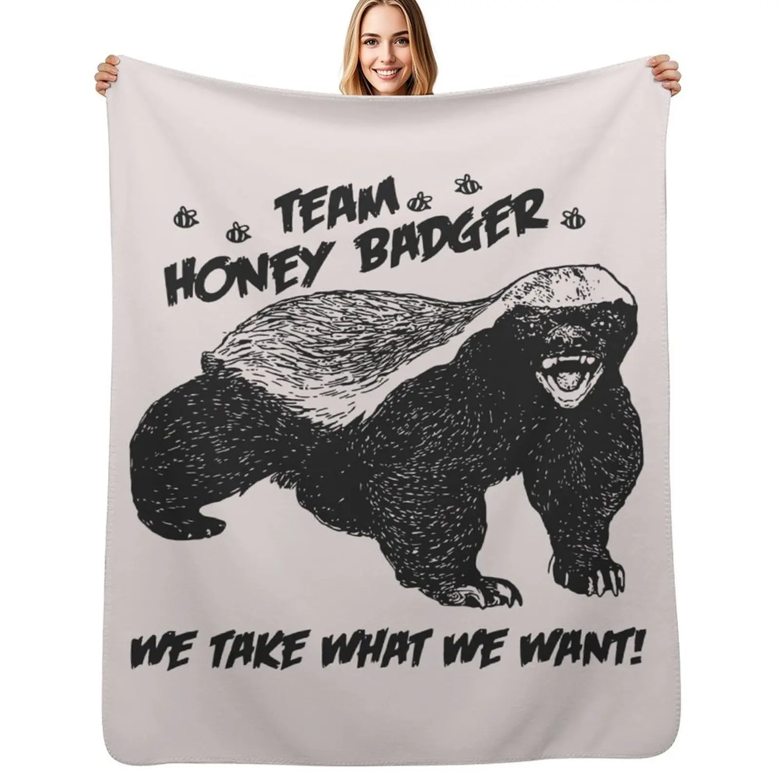 Team Honey Badger Throw Blanket Plaid christmas gifts Soft Big blankets and throws Blankets For Baby Plush Blankets