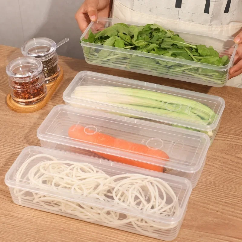Storage Crisper Boxes with Lid Rectangle Noodle Food Storage Box Refrigerator Transparent Moisture-Proof Sealed Food Storage