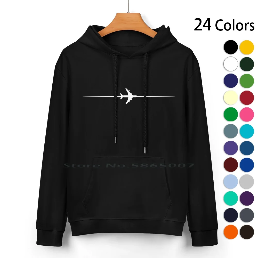 Line The Plane Pure Cotton Hoodie Sweater 24 Colors Pilot Flying Avgeek Boeing Airbus Airport Aviator Aeroplane Military Travel