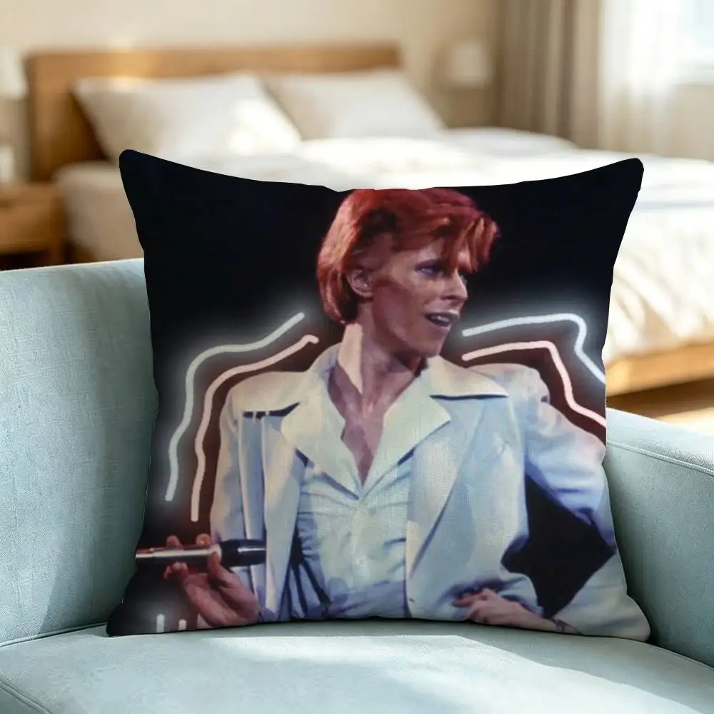 David B-Bowie Glam-Rock  Pillow Case Square Double-Sided Sofa Cushion Cover Bedroom Bedside Pillow Gift
