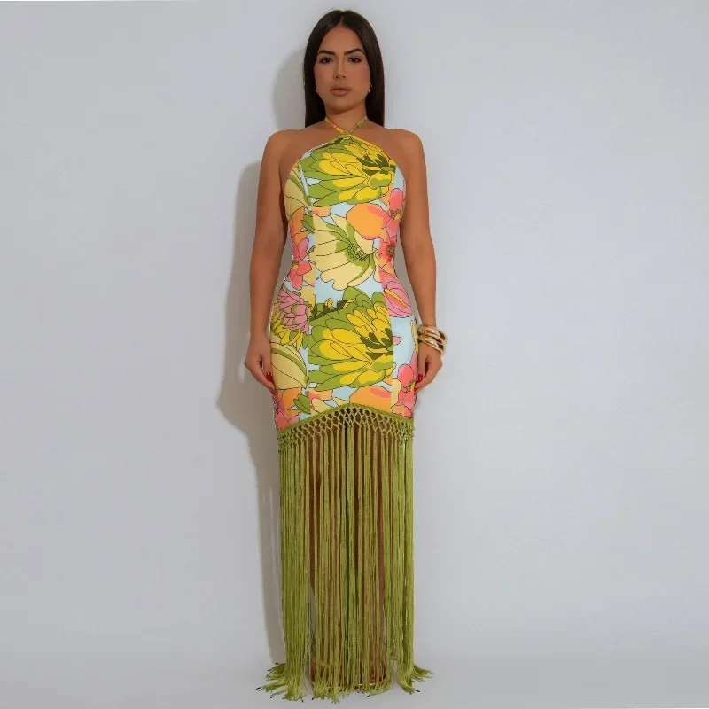 Guwu borla em camadas cinta impressão sem costas maxi vestido longo 2025 feminino verão férias festa de noite vestidos de aniversário