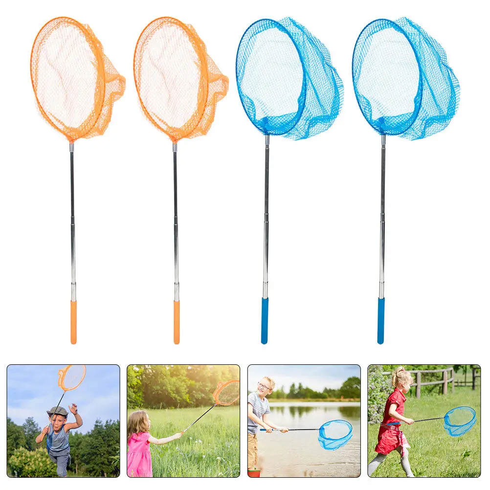 4Pcs Outdoor Catching Net Retractable Handle Durable Frame Mesh Net Butterfly Bees Insect Collector Butterflies Catcher