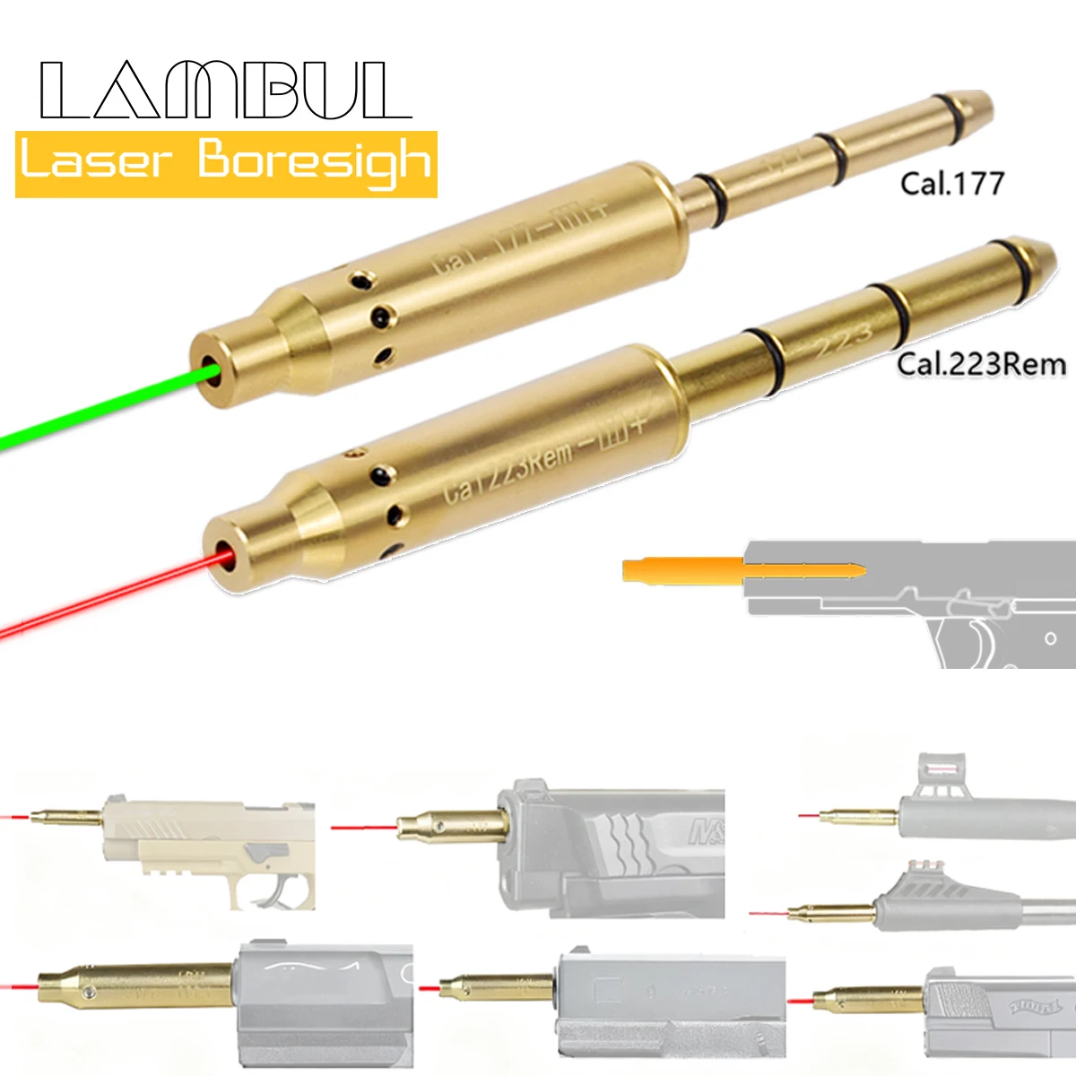 

Tactical .177 .22LR Laser Bore Sight 9mm .223Rem Bullet Boresighter Caliber 6/6.5/7mm Red Laser Collimator Cartridge Boresight