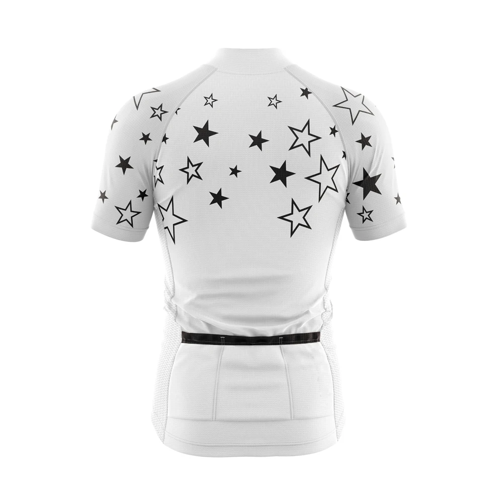 Men Short Sleeve Cycling Jersey Starry Night White