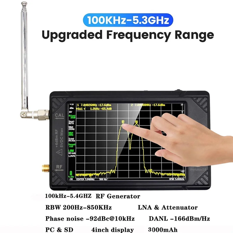 

CABE-Handheld Spectrum Analyzer Protable Handheld Spectrum Analyzer 100K-5.3Ghz RF Signal Generator With 32GB Card
