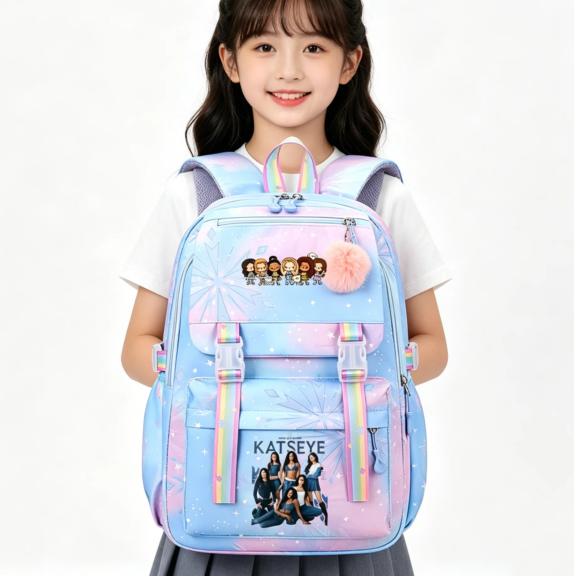キャッツアイプリント高品質スクールバッグ小学生スクールバッグ屋外旅行デイパックファッションガールズバックパック子供ランドセル