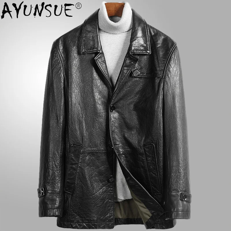 

High Quality Genuine Sheepskin Jacket Men Clothes Single-breasted Real Leather Coat Casual Jackets Chaquetas