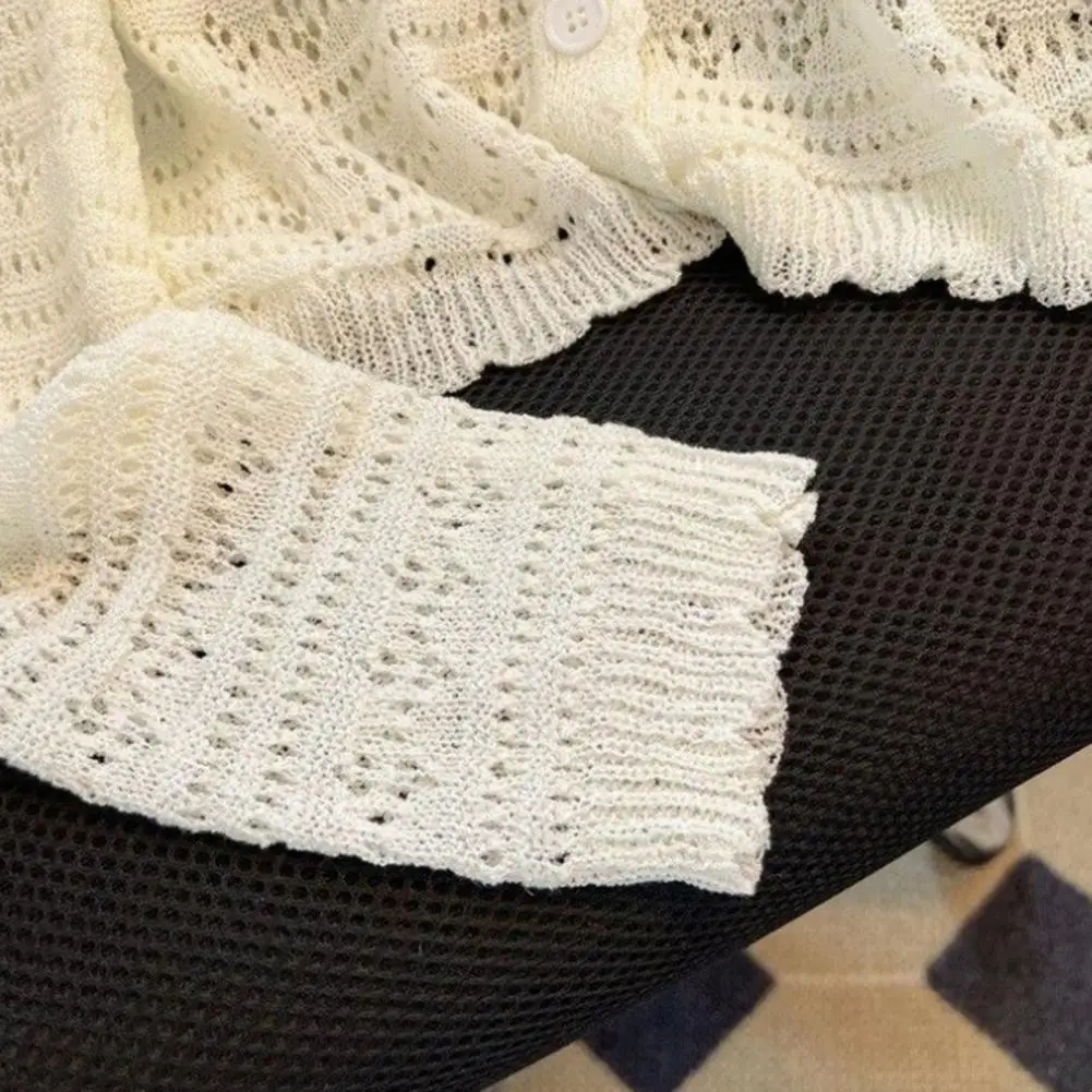 Thin Breathable Sun Protection Top Women Sun Protection Jacket Women’s Beach Cover Up Crochet Knit Top Boho Hollow Out Sun