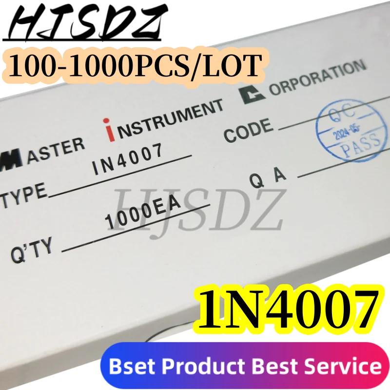 -1000PCS/LOT 1N4007 1A 1000V 4007 DO-41 Rectifier Diode IN4007 DIP 100%NEW & High quality