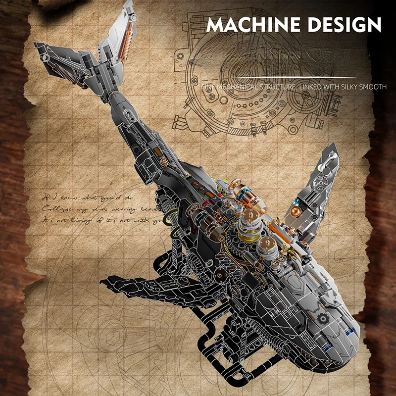 Nieuw creatief mechanisch walvisbouwsteenmeubeldecoratiebeeldje is een favoriet onder verjaardagscadeaus voor jongens en meisjes