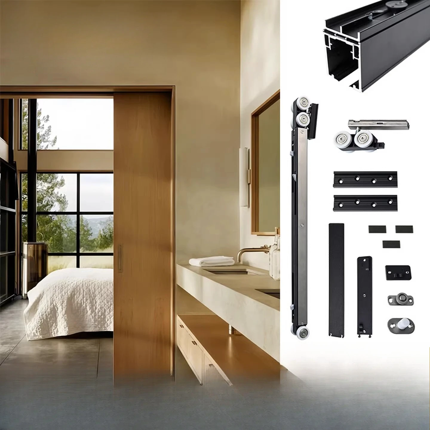 

Maintenance-free sliding buffer sliding door lifting aluminum wooden door hardware accessories