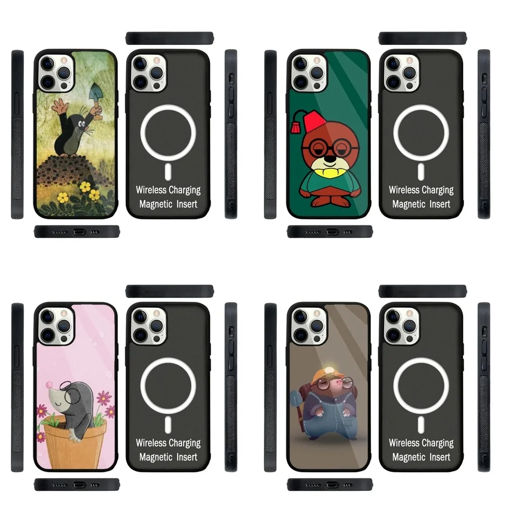 

Cartoon Little-S Mole Phone Case Strong Magnetic For IPhone 15,14,13,Pro,Max,Plus,11,12,Mini For Magsafe Wireless Charging