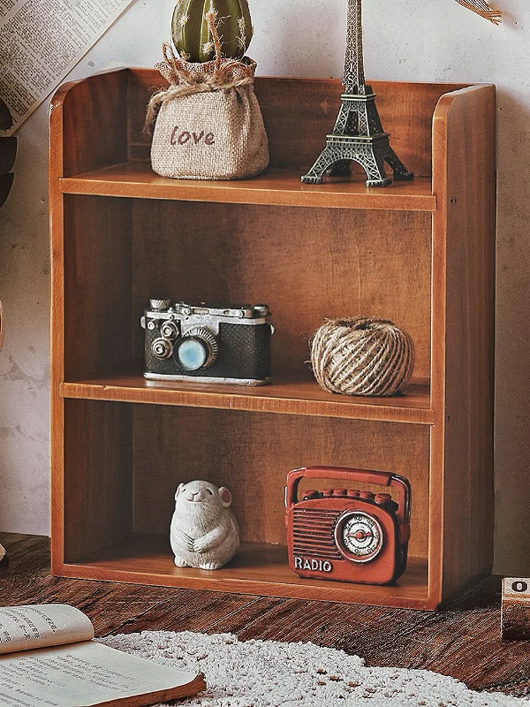 صندوق تخزين أكواب خشبي لسطح المكتب، خزانة عرض لمستحضرات التجميل والمكتب، رف تخزين خشبي حقيقي للمطبخ بتصميم مستطيل طويل على ال...