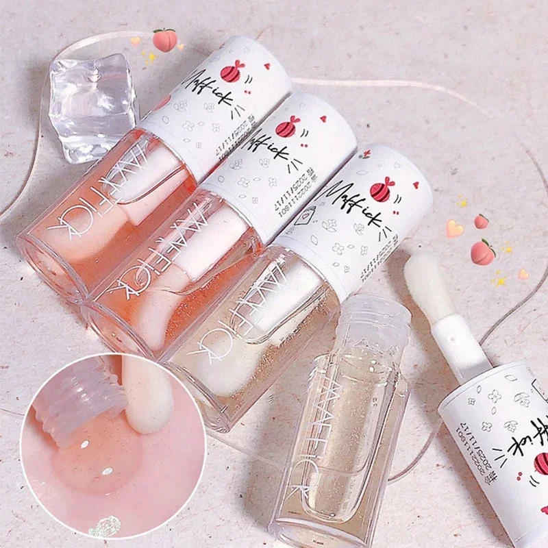 Peach Milk Honey Lip Oil Relieves Dry Moisturizing Lip Gloss Fades Lip Lines Water Light Lips Big Brush Head Korean Cute Makeup