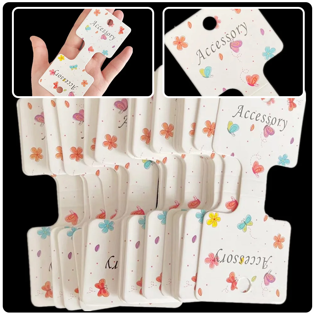 200 Pcs Cartoon Packaging Card Hair Ribbon Jewelry Display Holder Bow Cards Hairpin Barrettes for Store Board Paper Tie