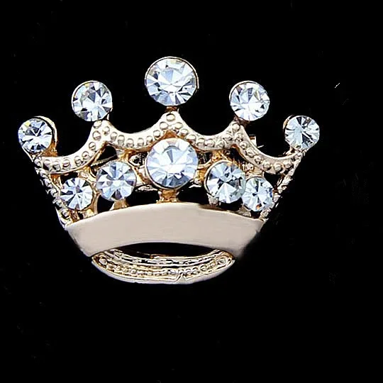 Petite broche couronne incrustée de strass, nouveau Style, petite épingle à col plaquée or et argent, Mini épingle H1342