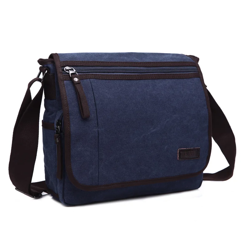 Men's flip cover classic durable canvas single-shoulder backpack, large-capacity flat storage travel crossbody bag