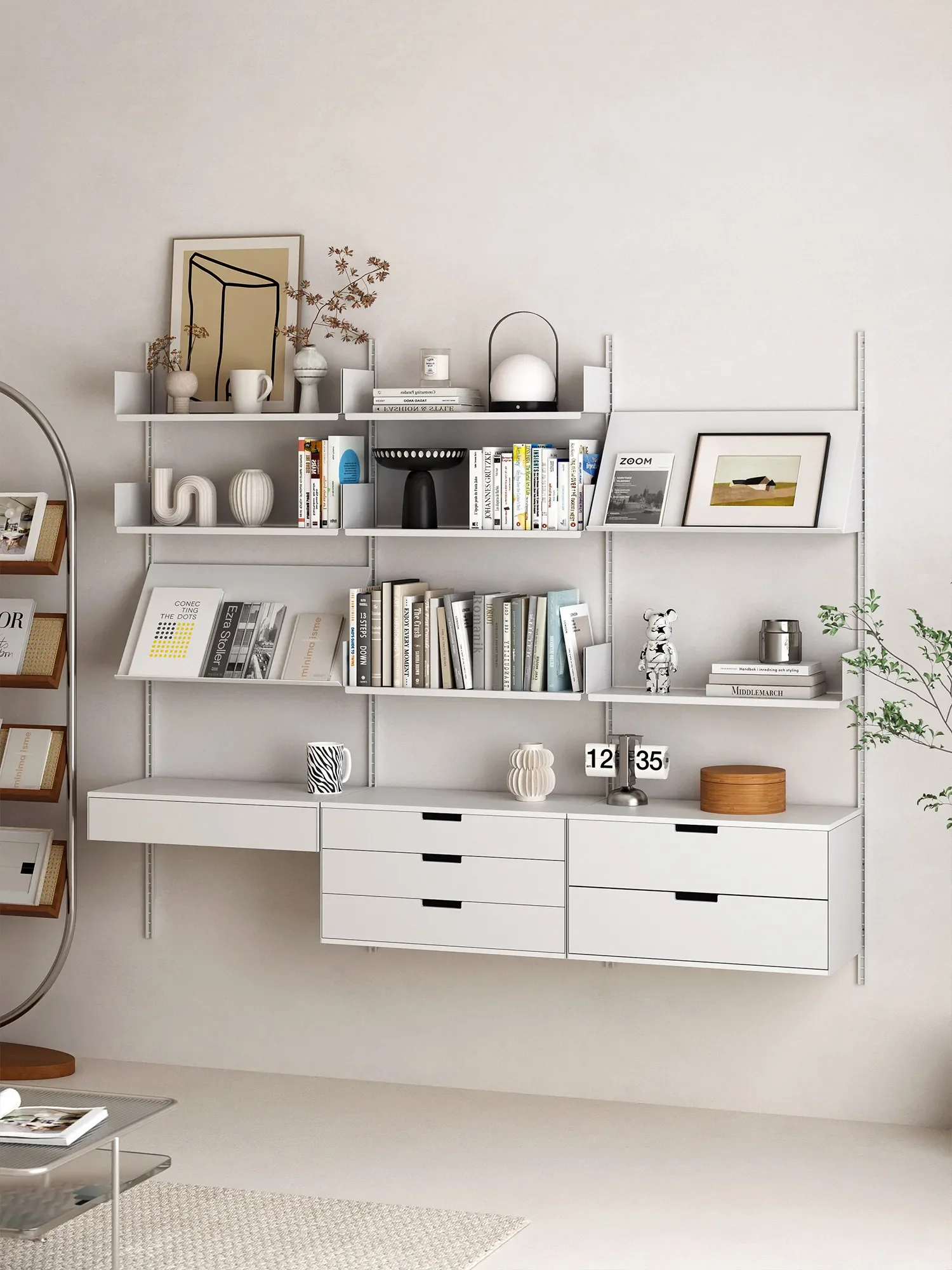 Invisible wall-mounted lifting rack Movable display rack