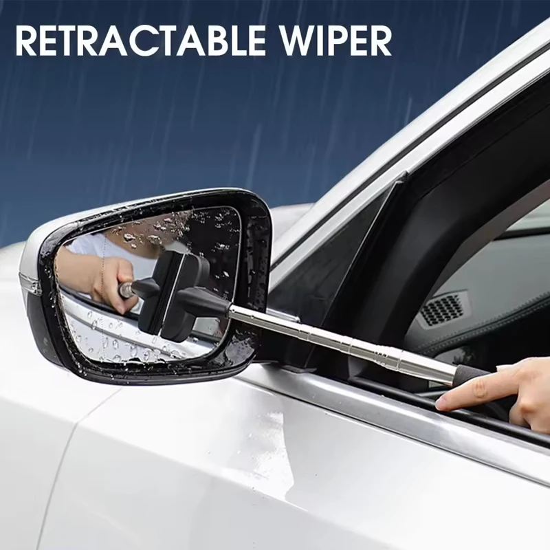 Car Rearview Mirror Wiper Rearview Mirror Water Removal Wiper Artifact Reflector Anti-fog Water Removal Retractable Wiper