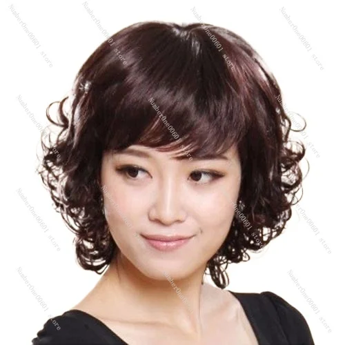 Middle Aged Wig for Mom, Middle-aged Lady, Short Curly Hair, Natural and Fluffy, Realistic Simulation with Rounded Scalp