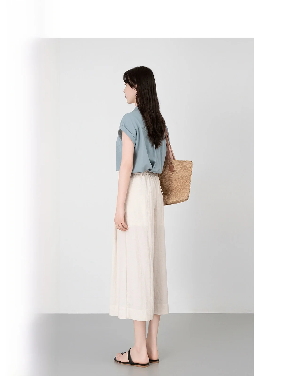 

Льняные брюки Wavy Egg с широкими штанинами, летние женские тонкие брюки с высокой талией, свободные, стройнящие, повседневные, универсальные, удобные, прямого кроя