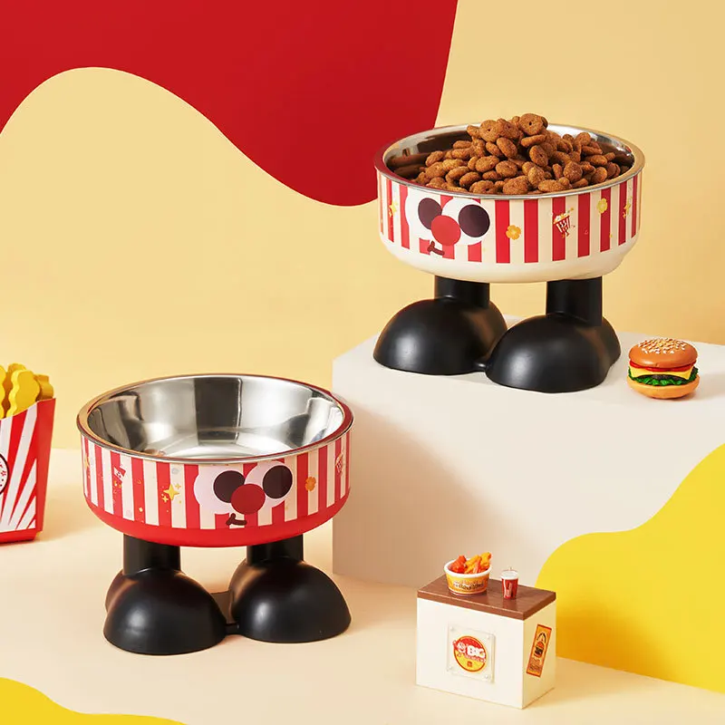 Large Capacity Anti-Overturn Solid Pattern Pet Bowl Environmentally Friendly Stainless Steel Plastic Cat and Dog Feeder