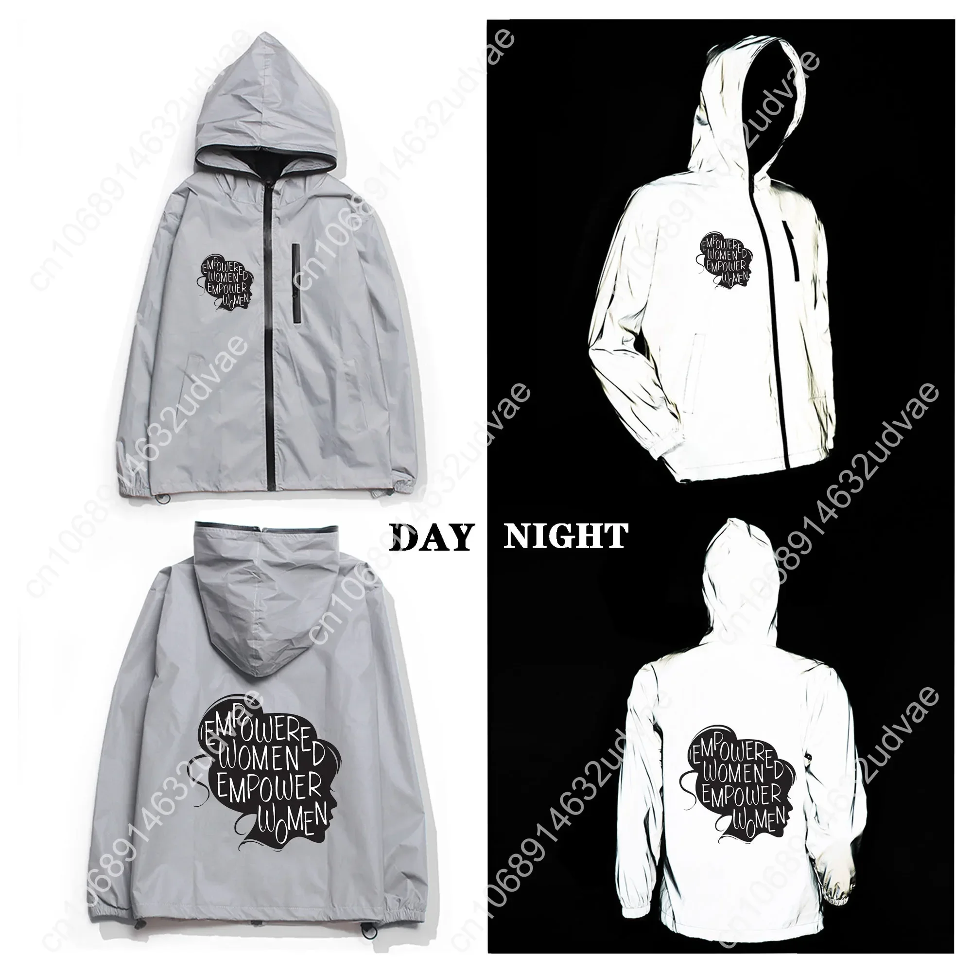 Empowered Women Empower Women Reflective Jacket Mens Womens Coat Hooded Windbreaker Runing Pocket Zipper Customized Hoodie