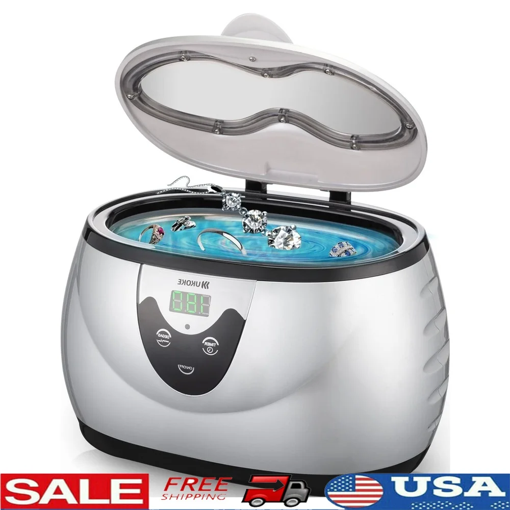 

Professional Ultrasonic Jewelry Cleaner with Timer Degassing Function Eyeglasses Watches Utensils and More Portable Household