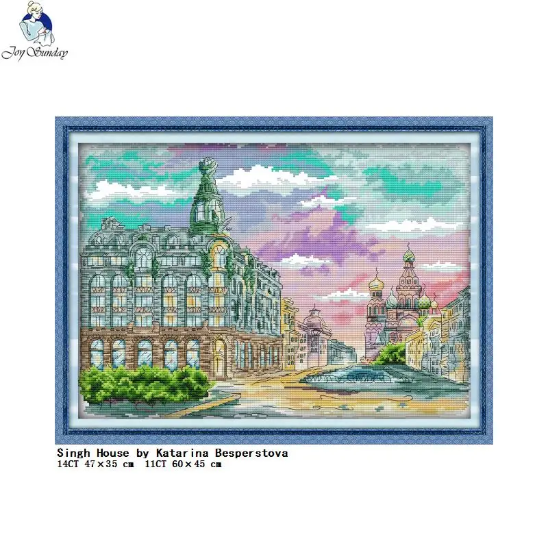 The View Of City Series Printed Cross Stitch Kit DMC 14CT 11CT Count Canvas Fabric Needle And Thread DIY Handmade Embroidery Set