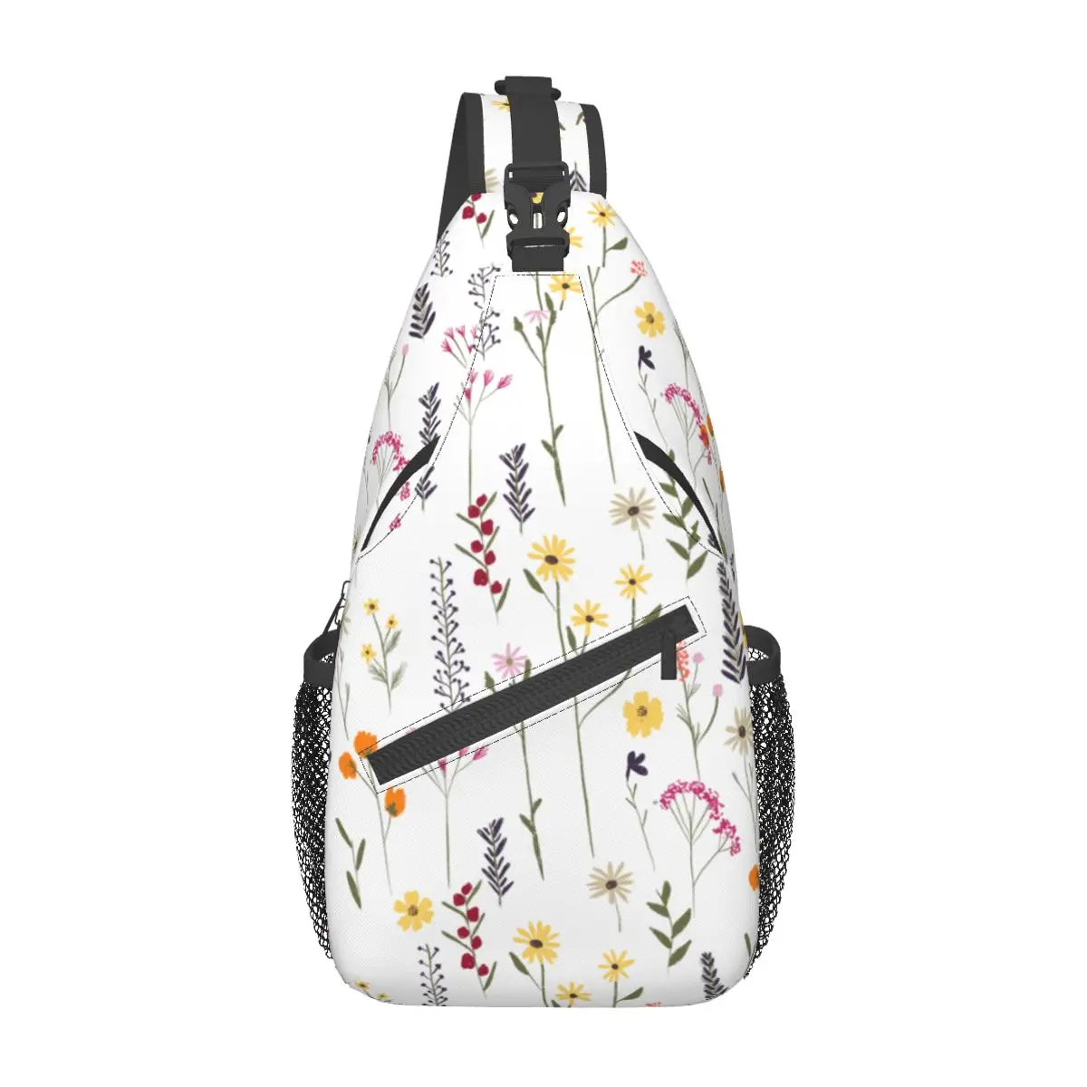 Pretty Flowers Floral Sling Bag Chest Crossbody Shoulder Backpack Travel Hiking Daypacks Pattern Bag