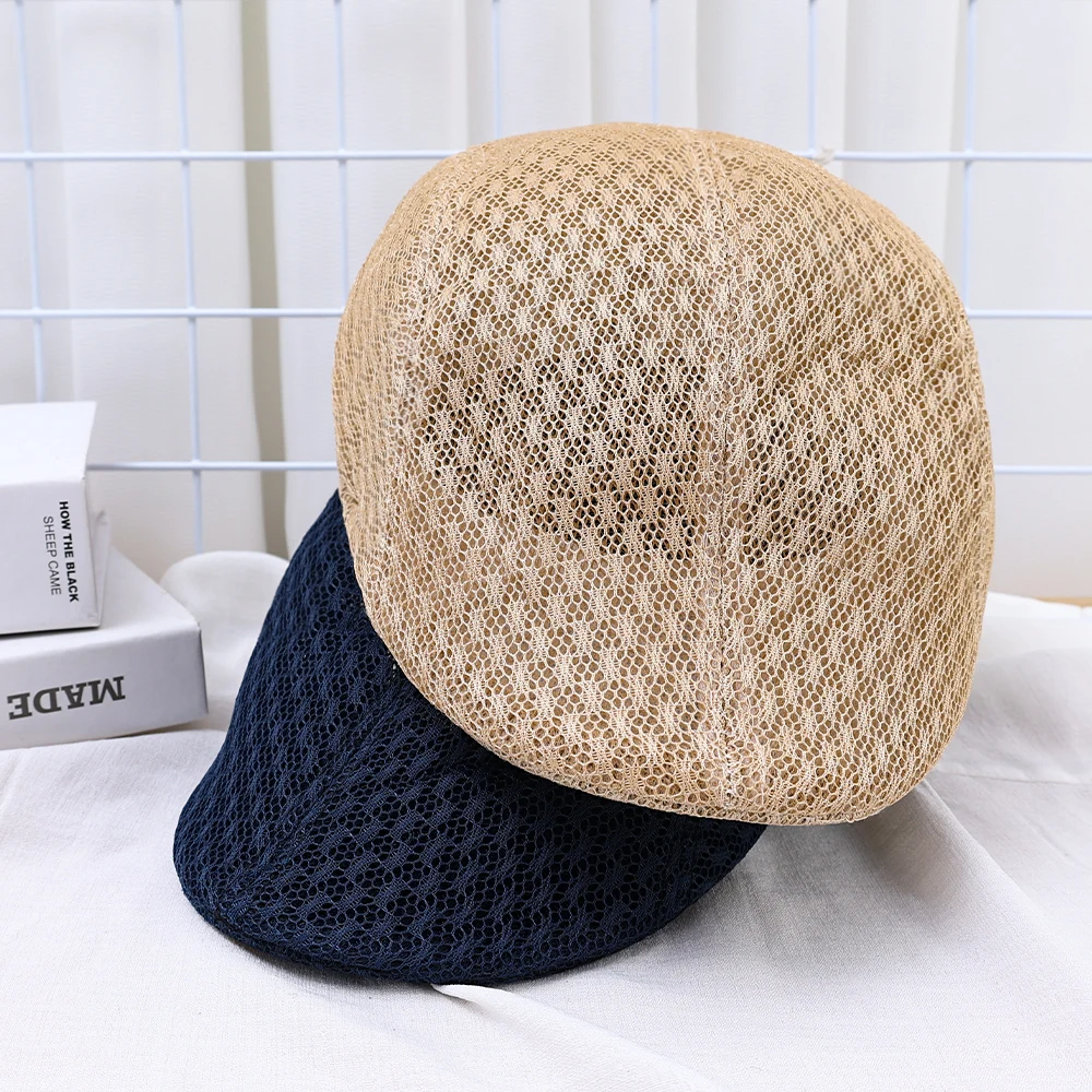 Summer Men Women Mesh Beret Fashion Casual Berets Breathable Cap Unisex Casual Adjustablr Flat Caps Peaked Hats Sun Hat