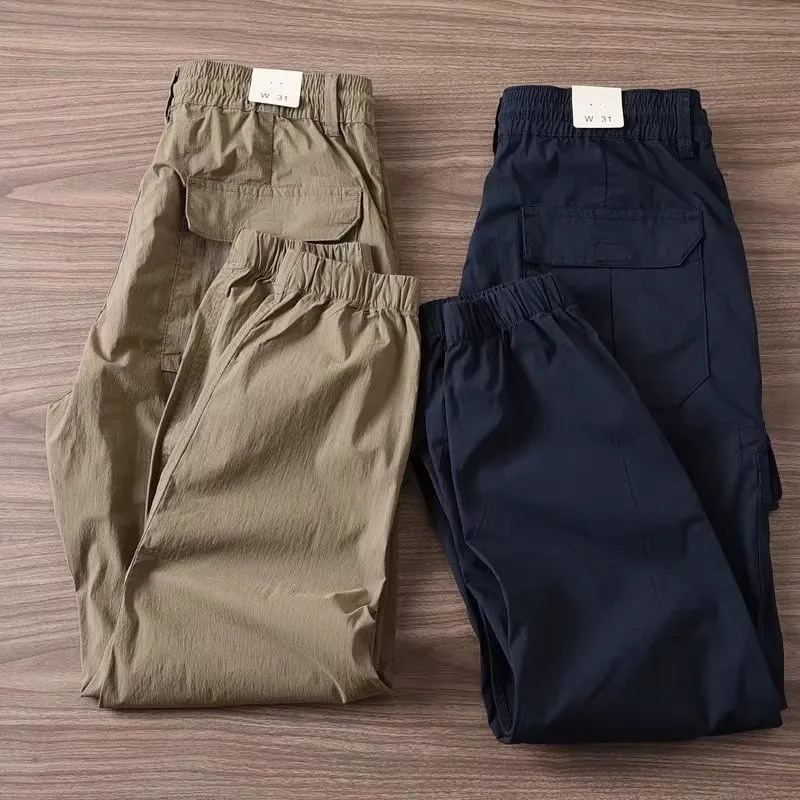 

Men's Loose Fit Lightweight Summer Work Trousers Wear-Resistant Casual Long Pants for Construction Workers Active Youth Sle