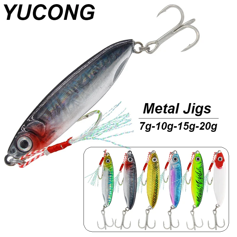 YUCONG 1PX Metal Trolling Lure 7-10-15-20g Fishing Jigging Bait Spoon Jig Wobblers Swimbait Shore Casting leurre Pesca Isca cebo