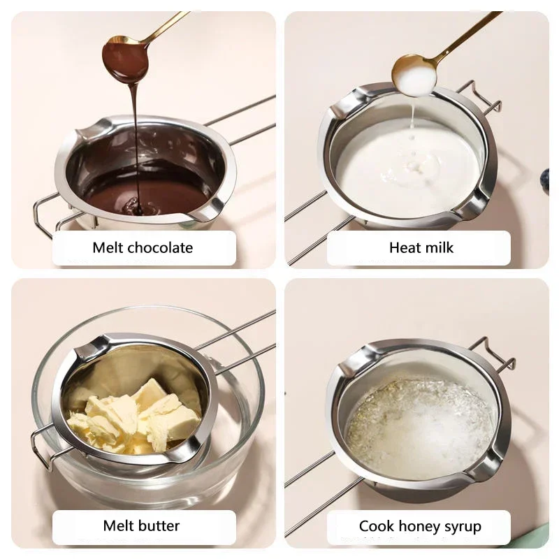 الفولاذ المقاوم للصدأ الشمع ذوبان وعاء مقبض طويل شمعة معطرة الصابون زبدة الشوكولاته صابون يدوي الصنع صنع العرض DIY أدوات الحرف اليدوية #5