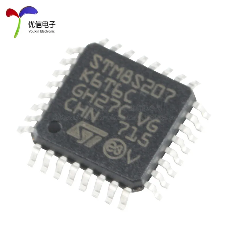 5PCS original and authentic STM8S207K6T6C LQFP-32 24MHz/32KB flash memory / 8-bit microcontroller -MCU  