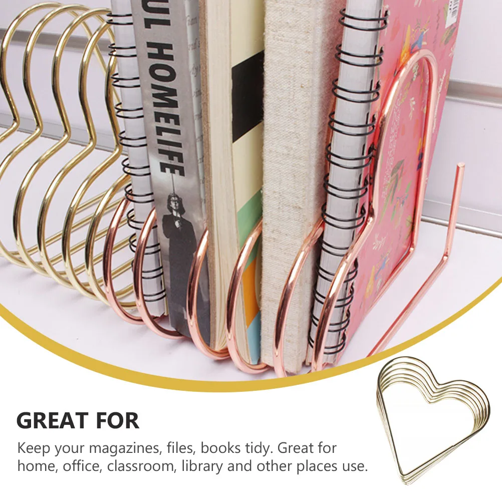 

Metal Heart Shaped Bookends Safe Desktop Accessories Home Office Classroom Library Retractable Storage Rack