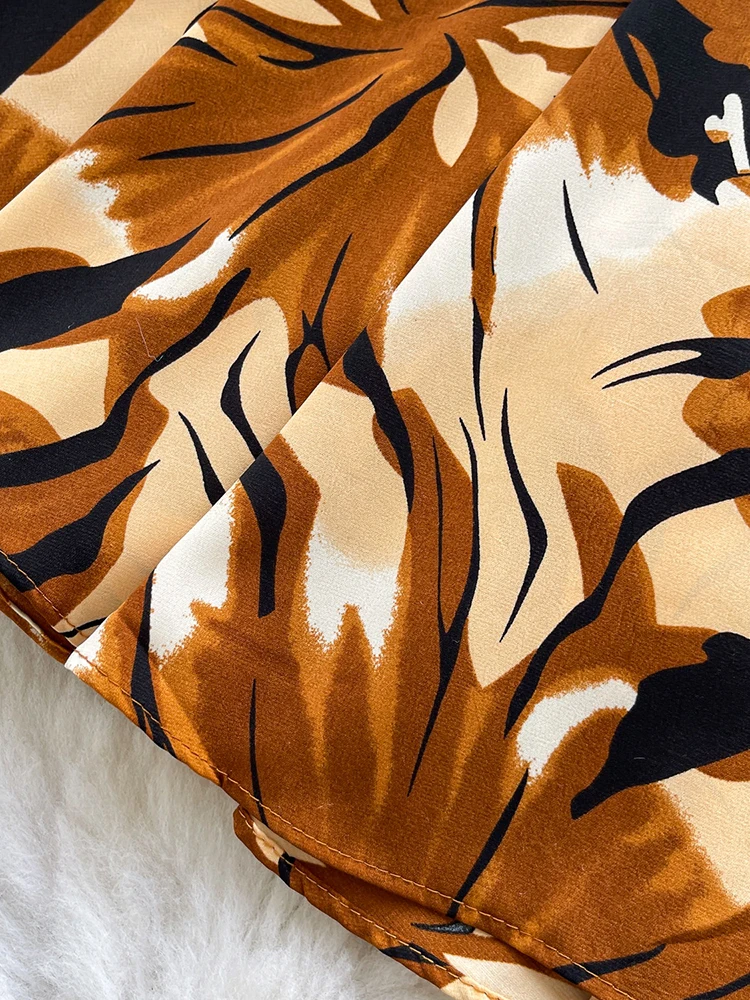 Femmes automne français chemise robe rétro imprimé tempérament Floral à la mode taille élastique cintré Mini robes femme DS284